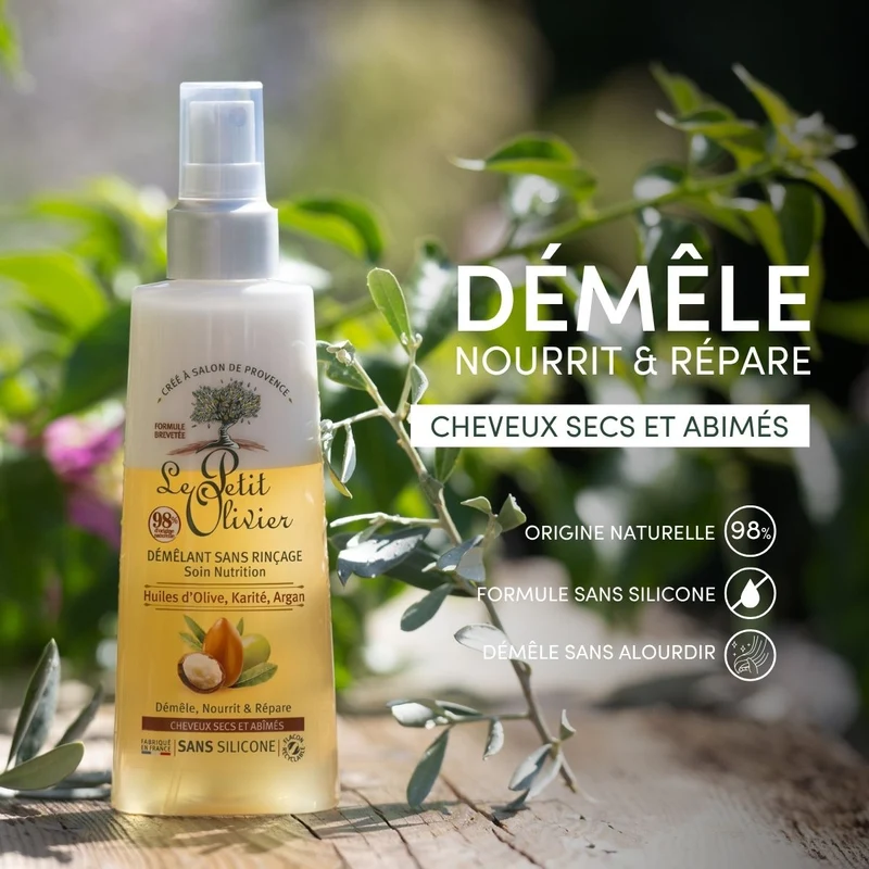 Spray Démêlant Sans Rinçage Cheveux Secs et Abimés