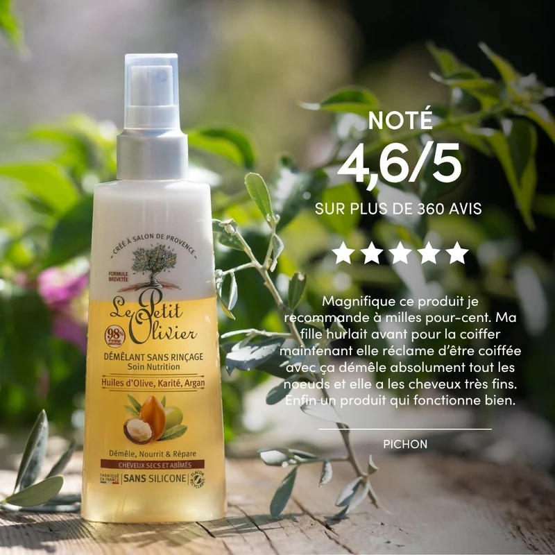 Spray Démêlant Sans Rinçage Cheveux Secs et Abimés