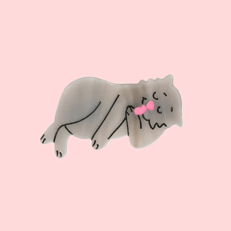 Barrette Chat Gris