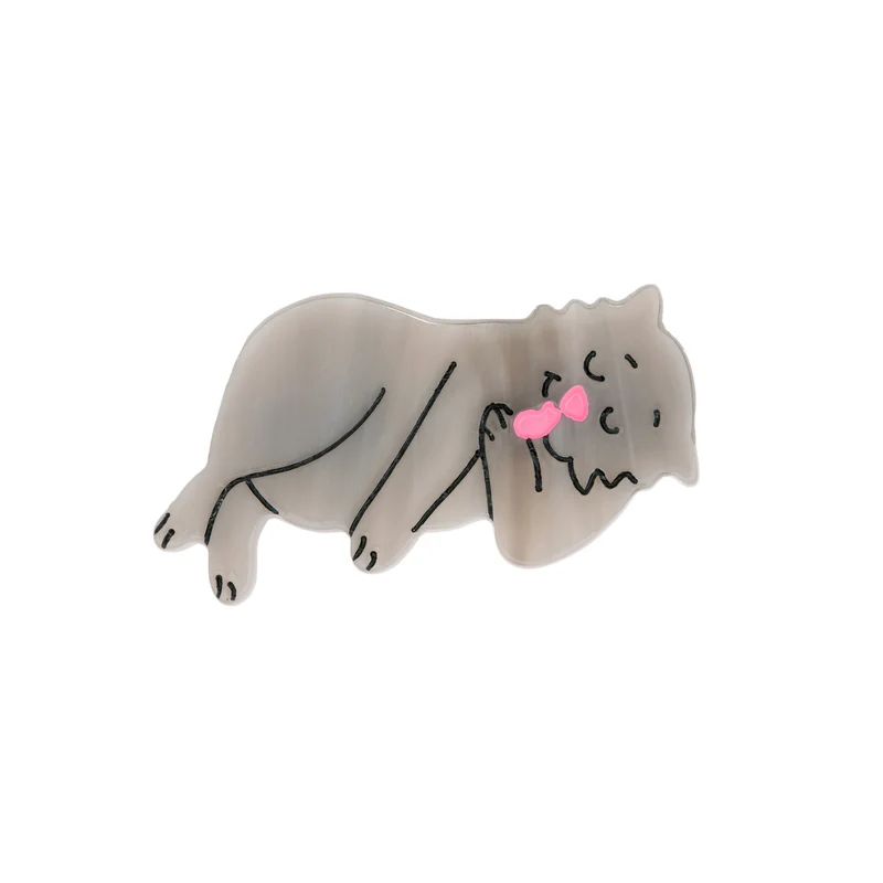 Barrette Chat Gris