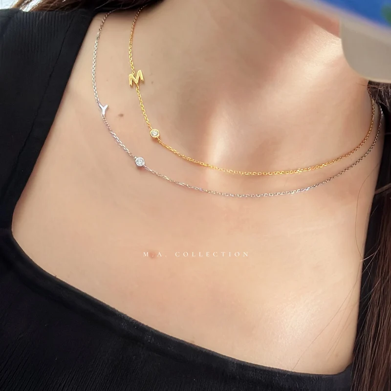 Inital 925 Silver Bubble Necklace