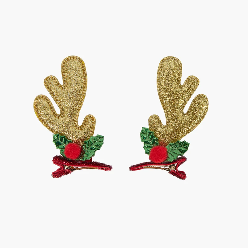 Set de 2 barrettes cornes Noël