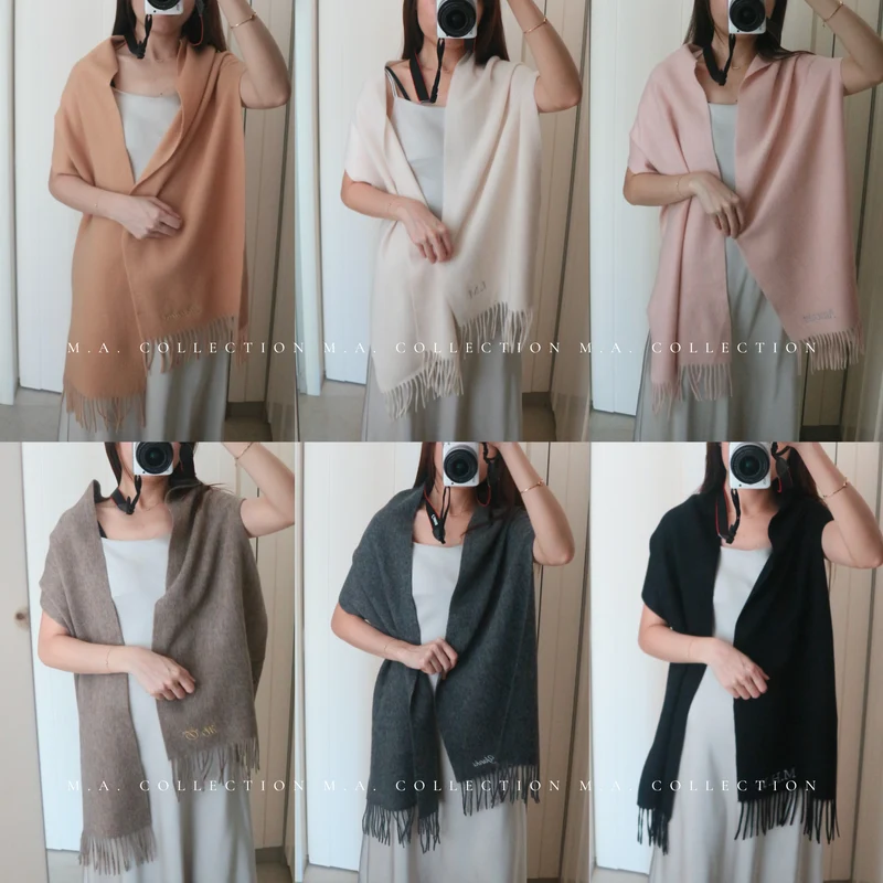 100%羊毛定製刺繡圍巾
