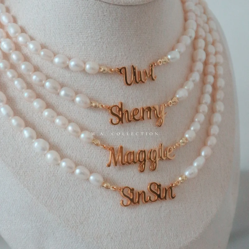 Customized Name Pearl Necklace