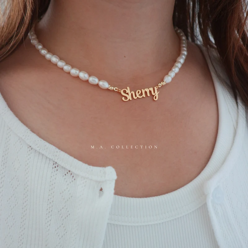 Customized Name Pearl Necklace