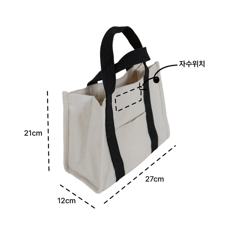 Made in Korea 定制黑帶刺繡字母小帆布袋