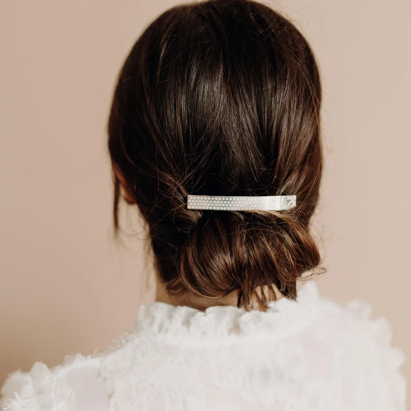 Barrette Esther - argentée avec décor