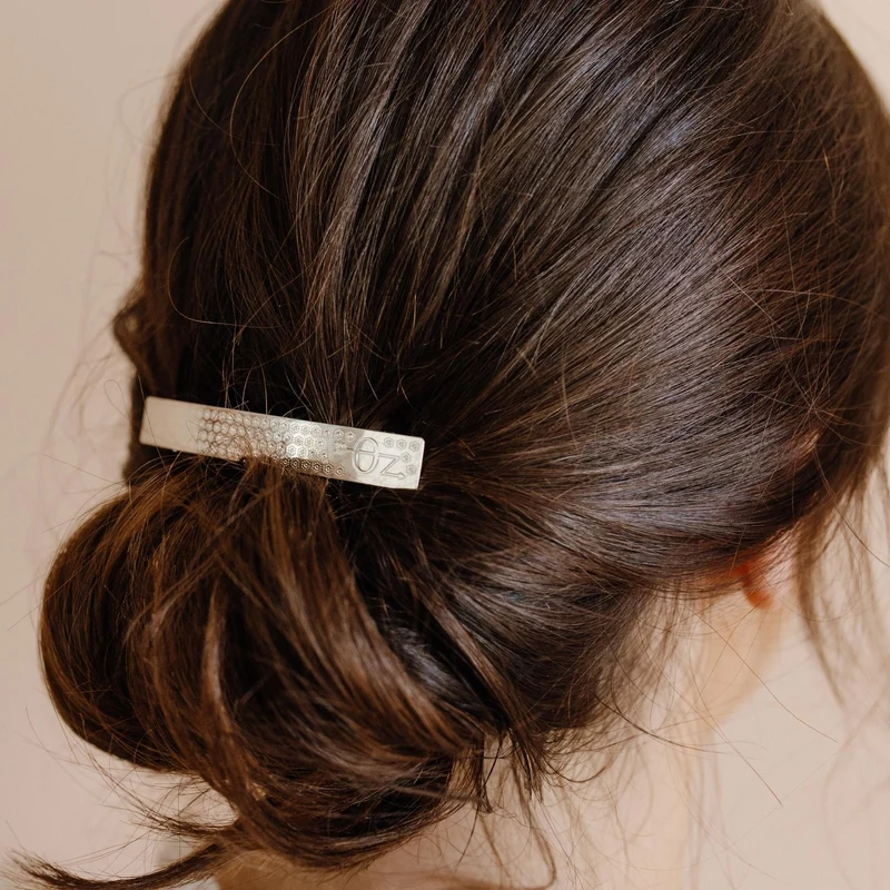 Barrette Esther - argentée avec décor