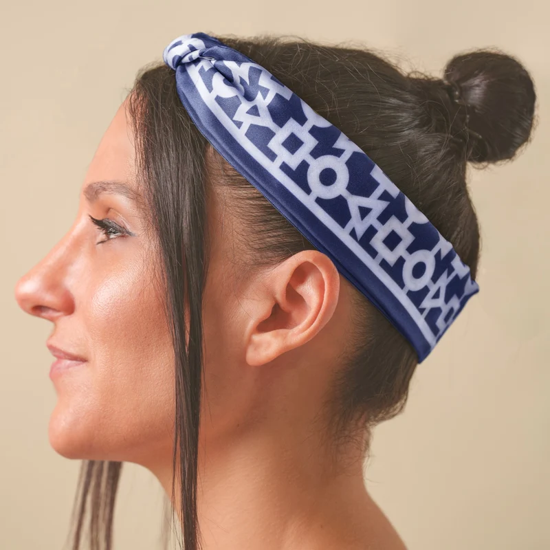 Bandeau alchimie bleu en soie