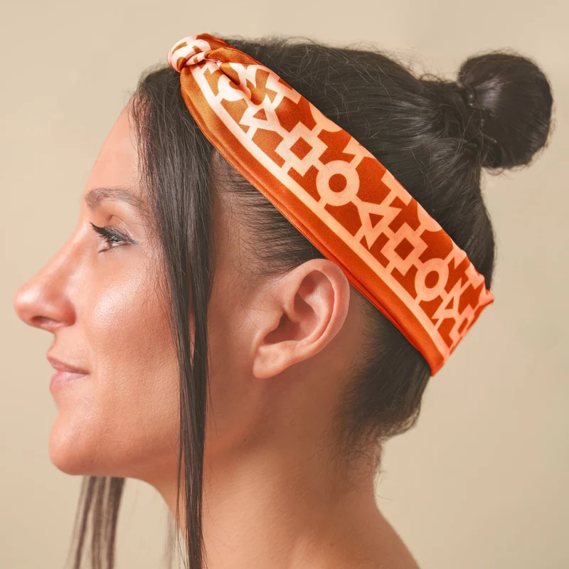 Bandeau alchimie orange en soie