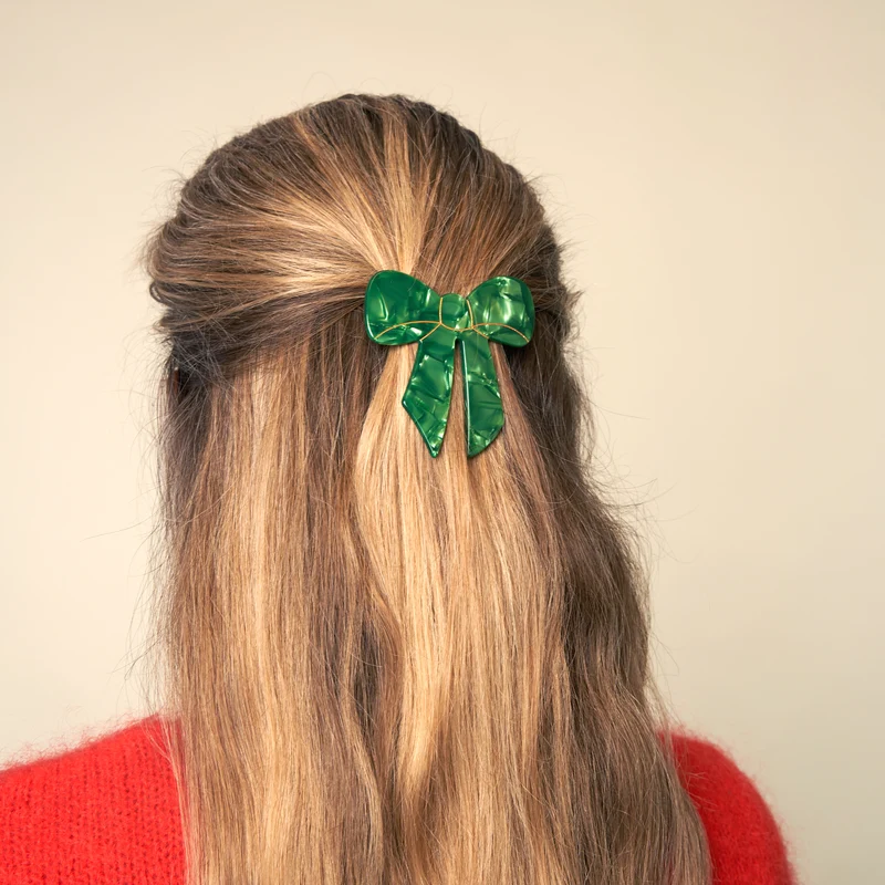 French Barrette Noeud Vert