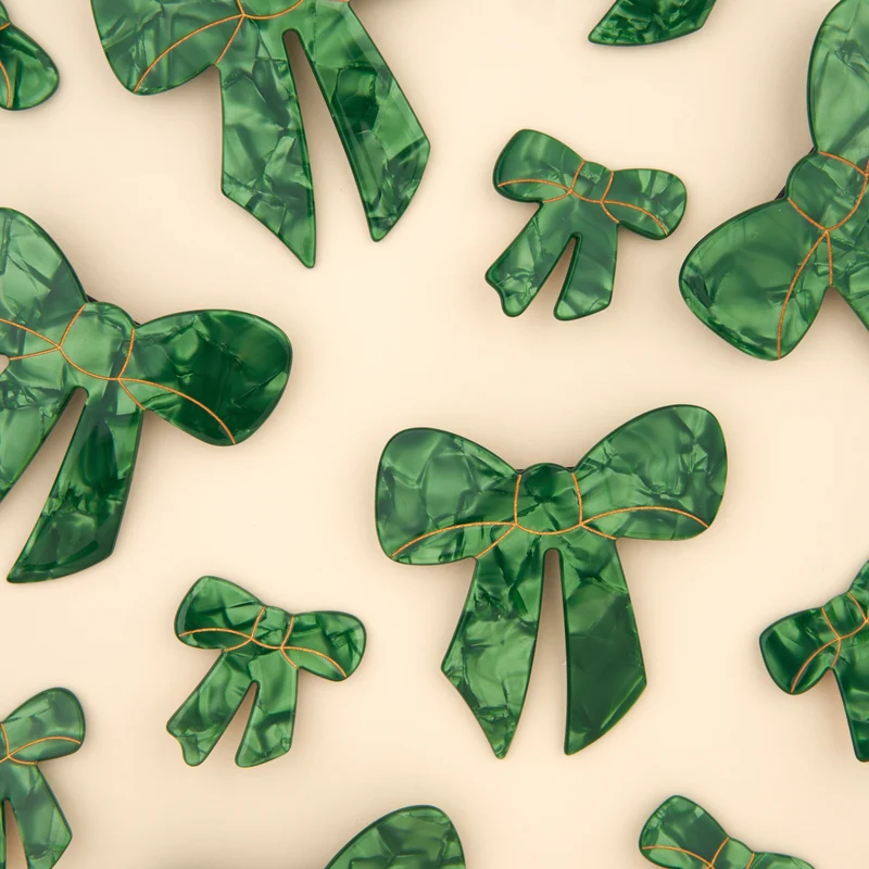 French Barrette Noeud Vert