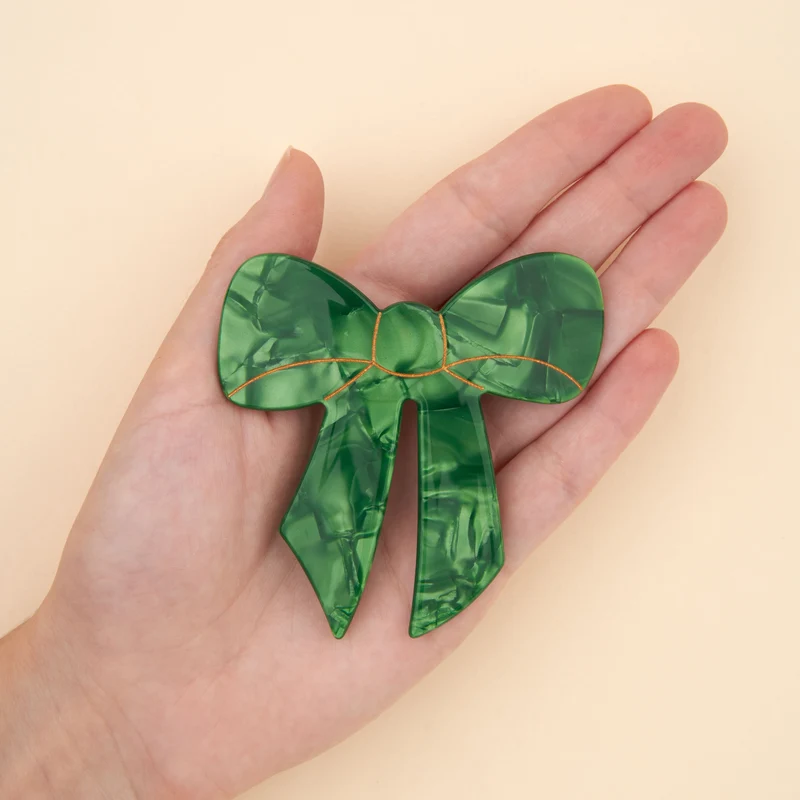 French Barrette Noeud Vert