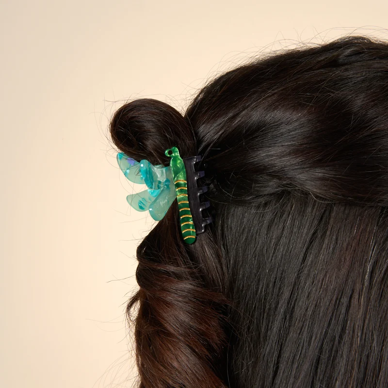 Pince à cheveux Libellule Verte