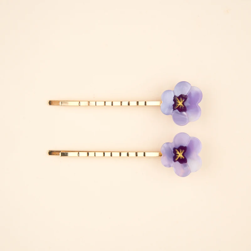 Duo Barrettes fines Pensées