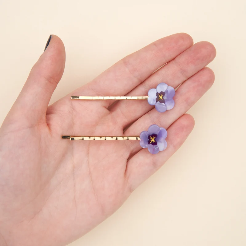 Duo Barrettes fines Pensées