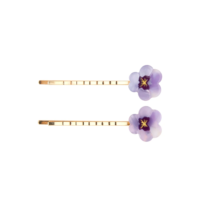 Duo Barrettes fines Pensées