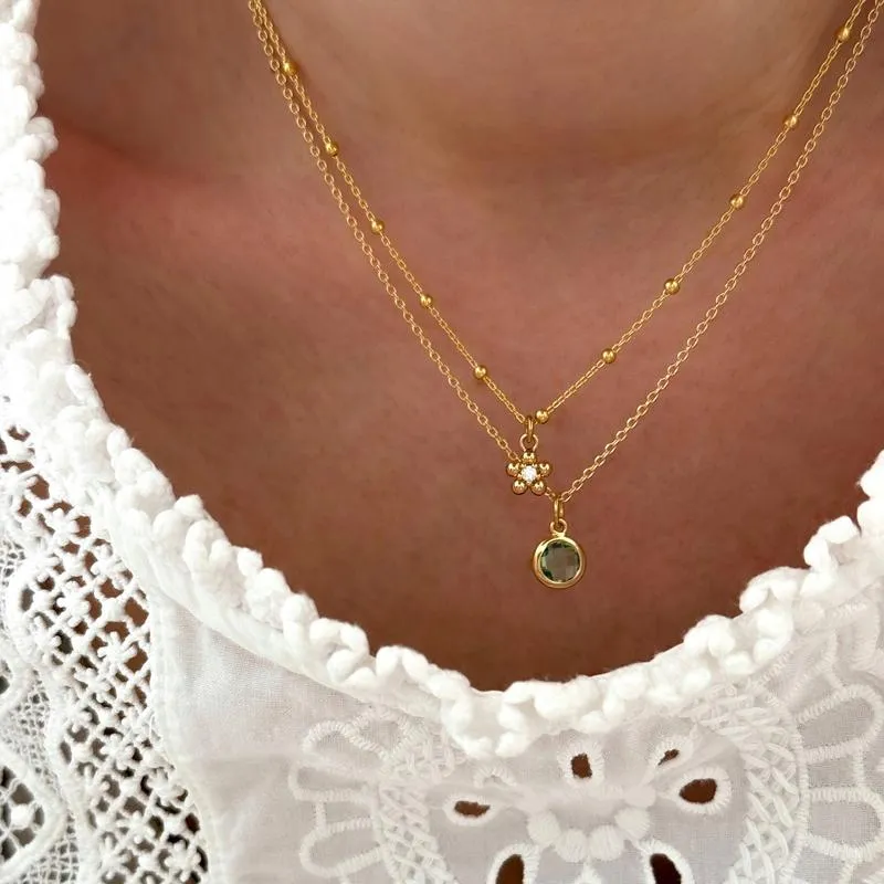 Pendentif "Lee" vert plaqué or