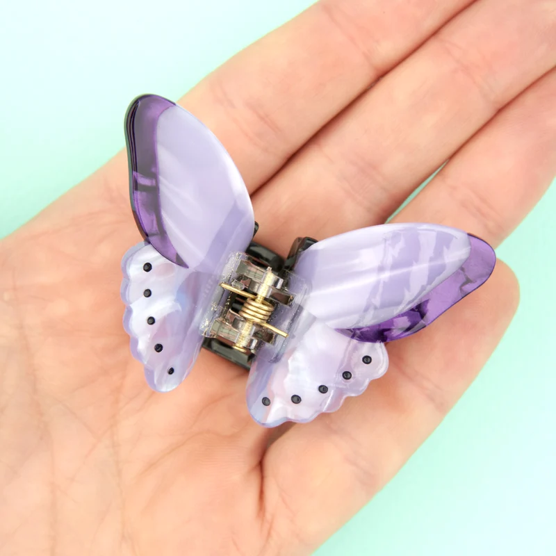 Mini pince à cheveux Papillon Mauve
