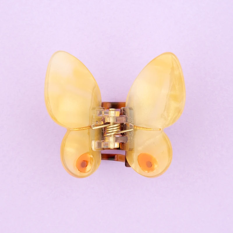 Mini pince à cheveux Papillon Jaune