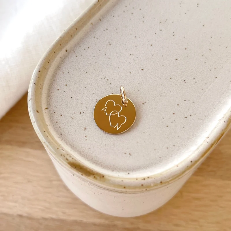 Pendentif "Double coeur" plaqué or