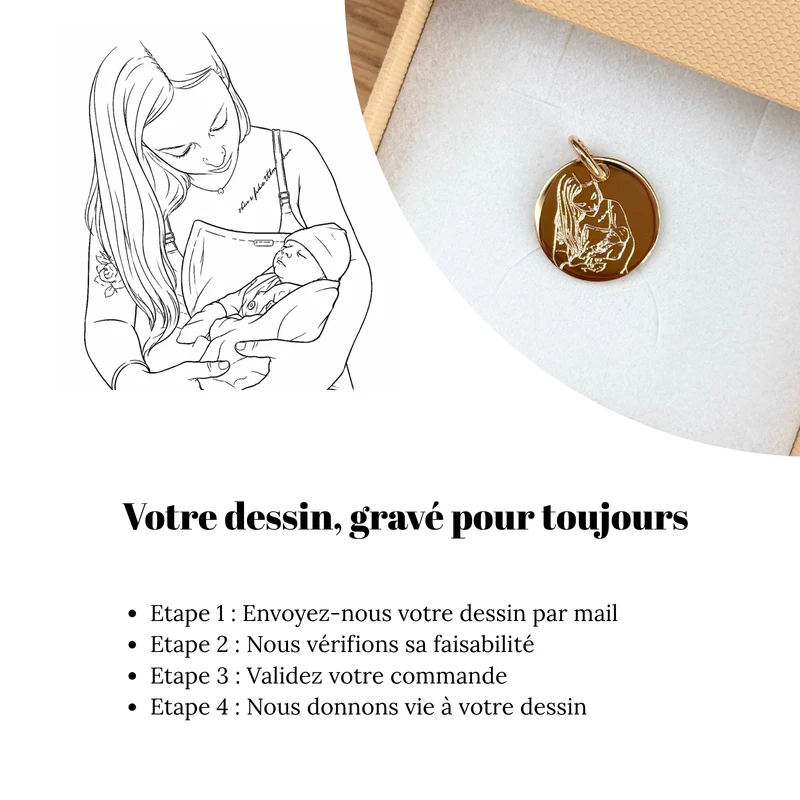 Pendentif "Médaille 1,5cm" plaqué or