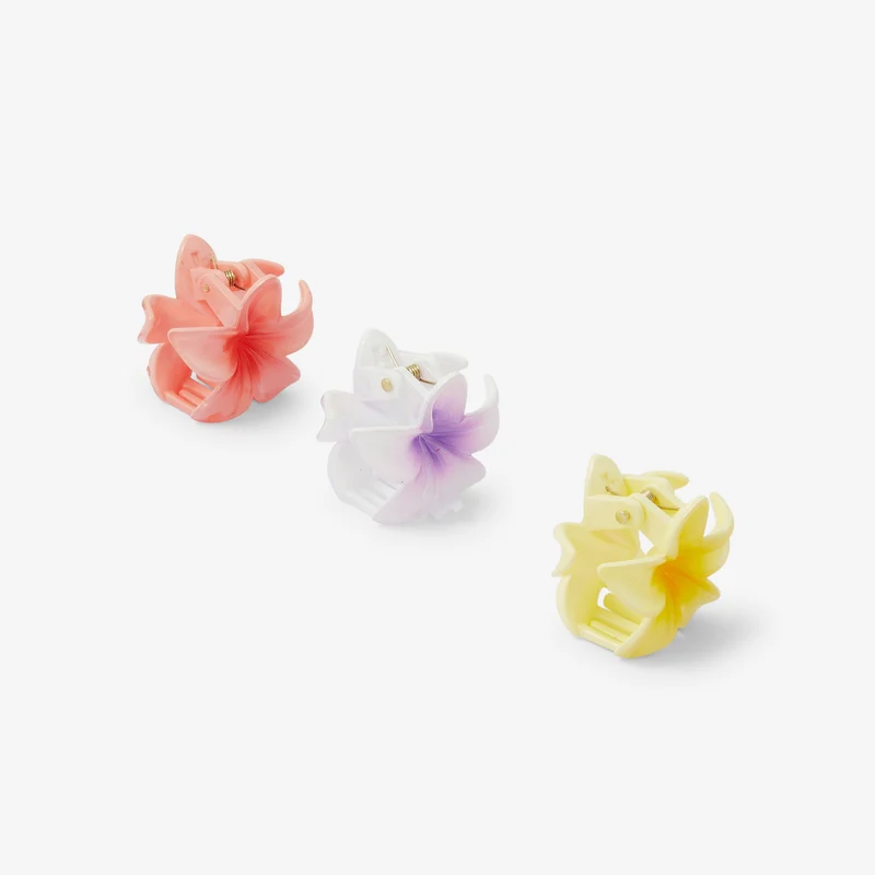 Set de 3 petites pinces à cheveux fleurs tropicales