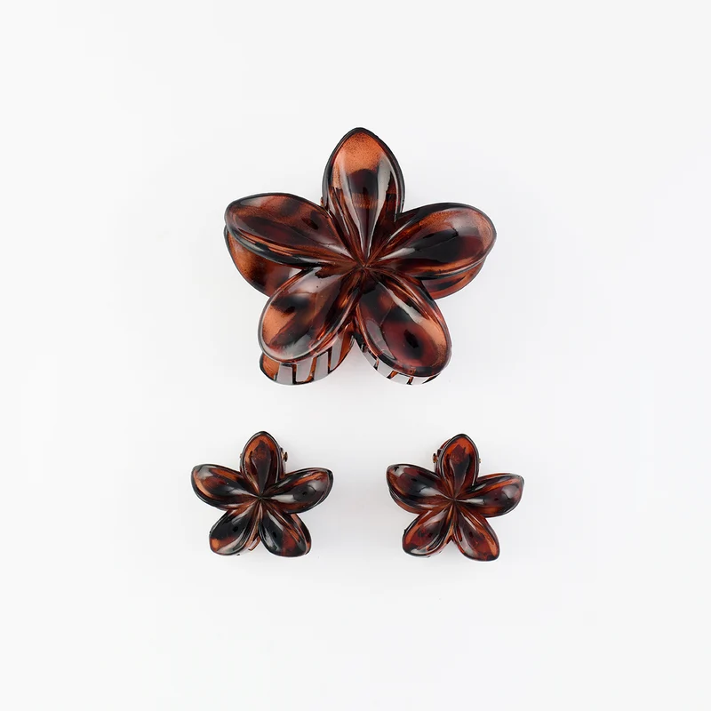 Set de 3 pinces cheveux fleurs tropicales écaille