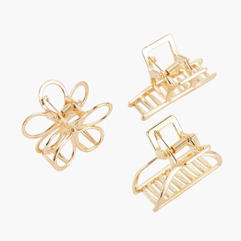 Set de 3 mini pinces cheveux dorées