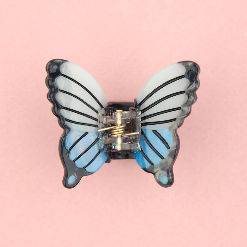 Mini pince à cheveux Papillon Bleu