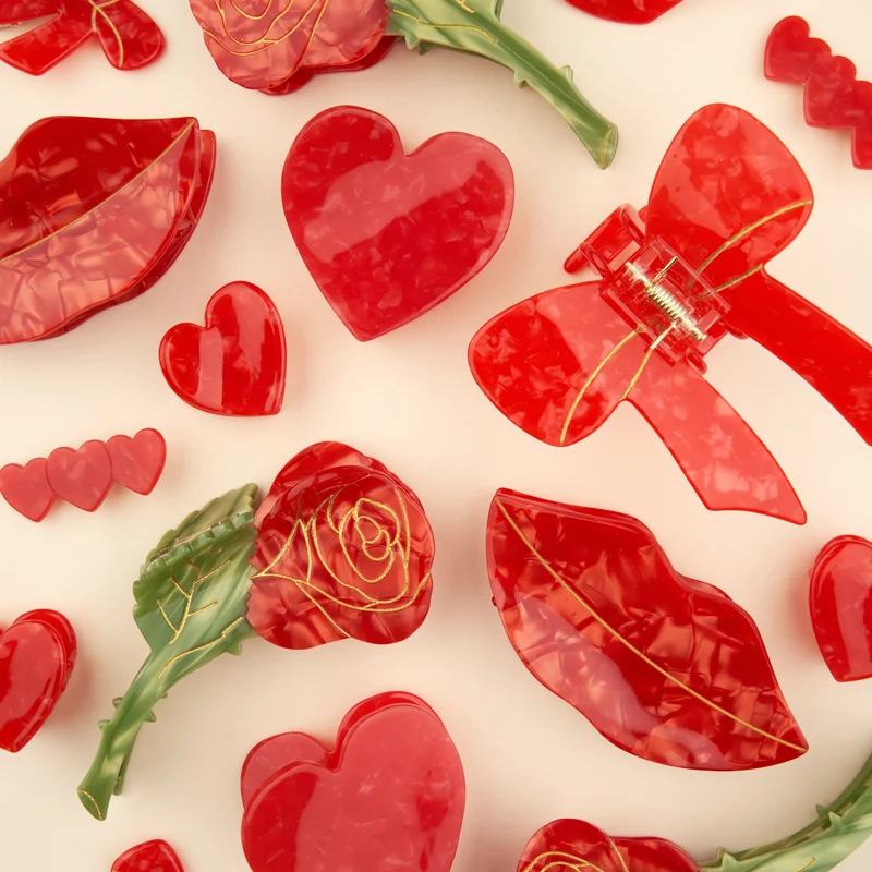 Pince à cheveux Coeur Rouge