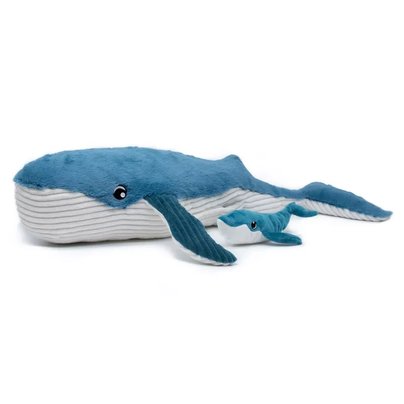 PELUCHE GEANTE 80CM GRAVILLOU LA BALEINE MAMAN & BEBE BLEUE
