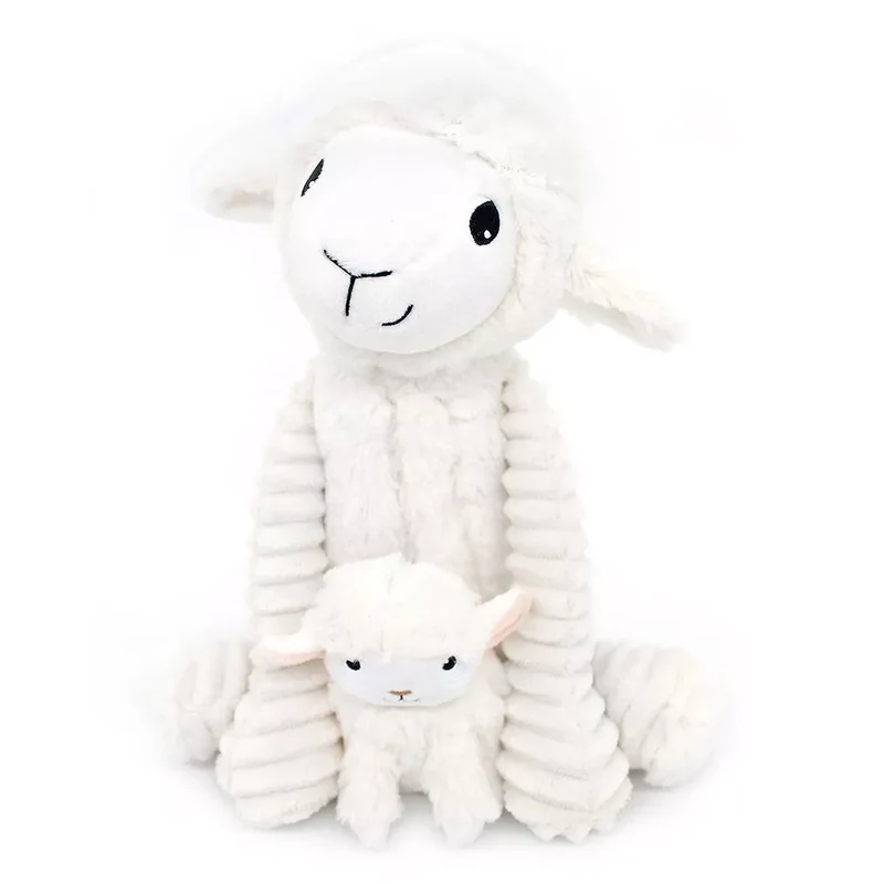 PELUCHE MAMAN BEBE OLOU LE MOUTON BLANC