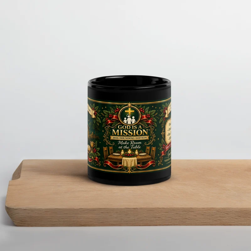 God Is A Mission™ — 2026 Founding Collection Black Glossy Mug