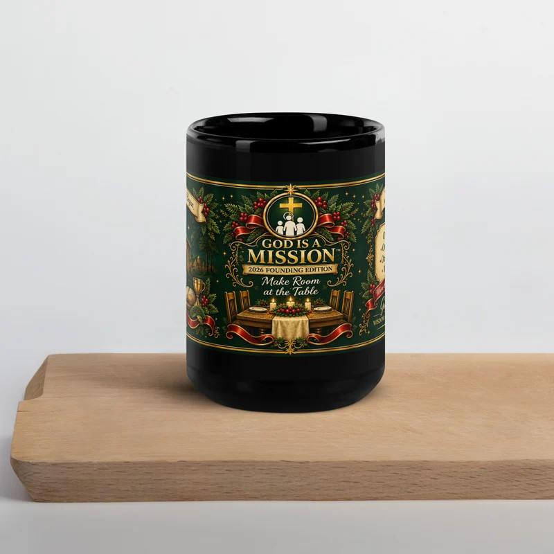 God Is A Mission™ — 2026 Founding Collection Black Glossy Mug
