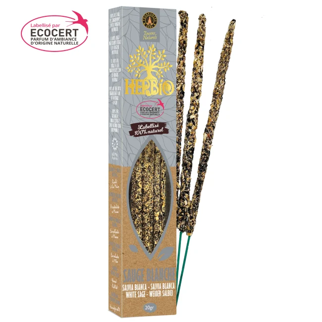 Encens Smudge Herbio – 100% Naturel | Purification, Résines & Huiles Essentielles | Certifié Ecocert – Paquet 20g (60 min)