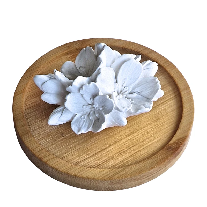 Diffuseur de parfum fleur de cerisier en plâtre céramique artisanale – Diffusion à froid sans flamme