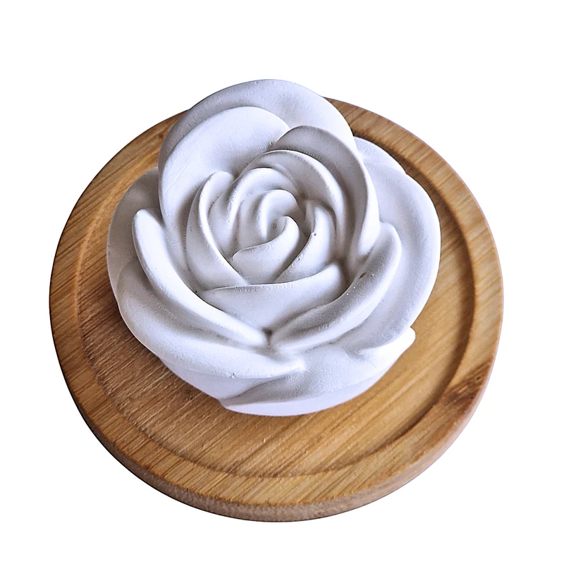 Diffuseur de parfum en plâtre céramique en forme de rose – Diffusion à froid, création artisanale