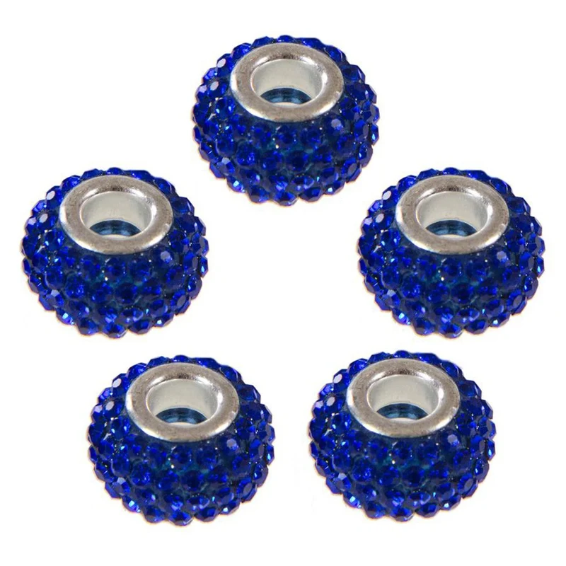 Perles shamballa rondes soucoupes strass cristal ( 5 pièces ) ( 14 mm de diamètre )