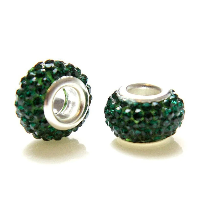 Perles shamballa rondes soucoupes strass cristal ( 5 pièces ) ( 14 mm de diamètre )