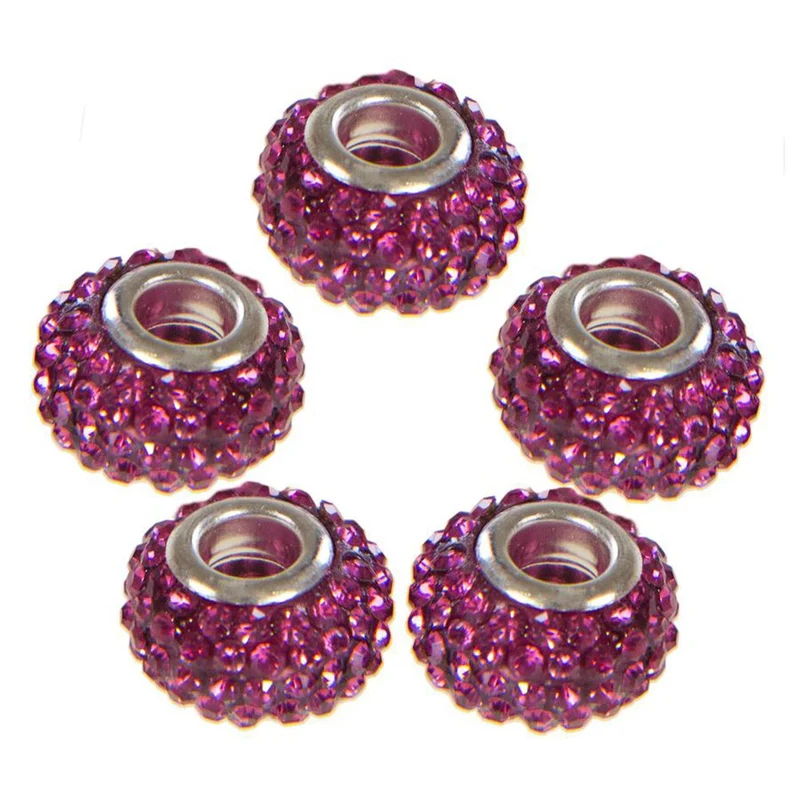 Perles shamballa rondes soucoupes strass cristal ( 5 pièces ) ( 14 mm de diamètre )