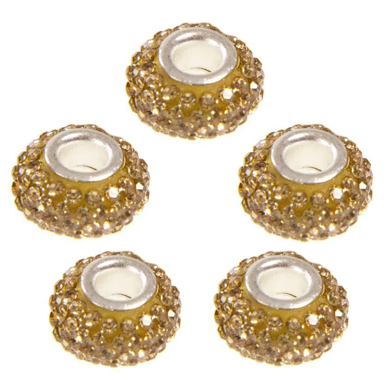 Perles shamballa rondes soucoupes strass cristal ( 5 pièces ) ( 14 mm de diamètre )
