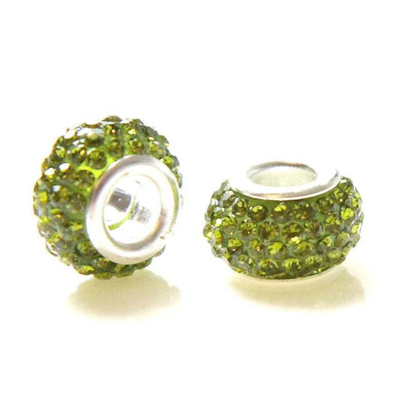 Perles shamballa rondes soucoupes strass cristal ( 5 pièces ) ( 14 mm de diamètre )