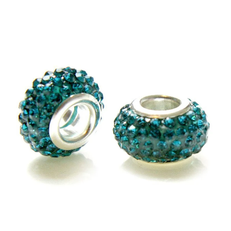 Perles shamballa rondes soucoupes strass cristal ( 5 pièces ) ( 14 mm de diamètre )
