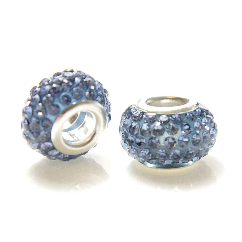 Perles shamballa rondes soucoupes strass cristal ( 5 pièces ) ( 14 mm de diamètre )