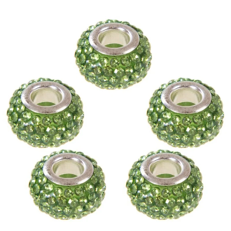 Perles shamballa rondes soucoupes strass cristal ( 5 pièces ) ( 14 mm de diamètre )