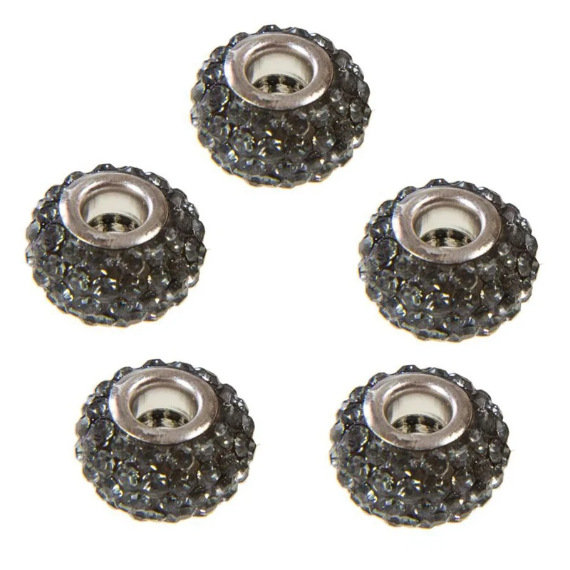 Perles shamballa rondes soucoupes strass cristal ( 5 pièces ) ( 14 mm de diamètre )