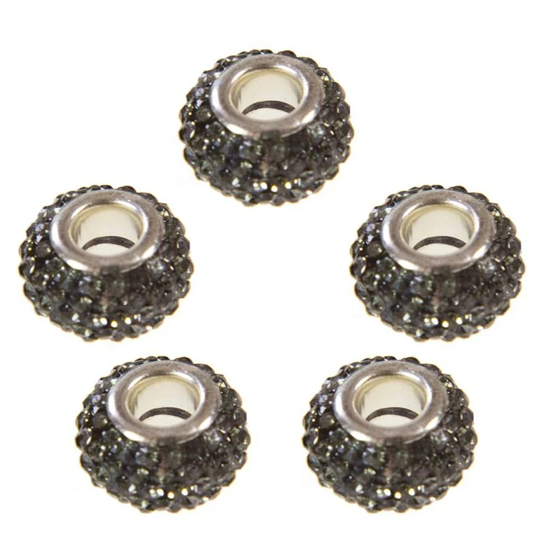 Perles shamballa rondes soucoupes strass cristal ( 5 pièces ) ( 14 mm de diamètre )