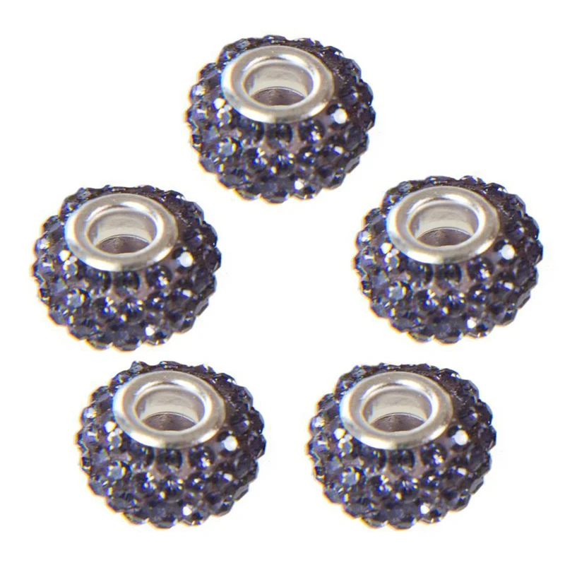 Perles shamballa rondes soucoupes strass cristal ( 5 pièces ) ( 14 mm de diamètre )