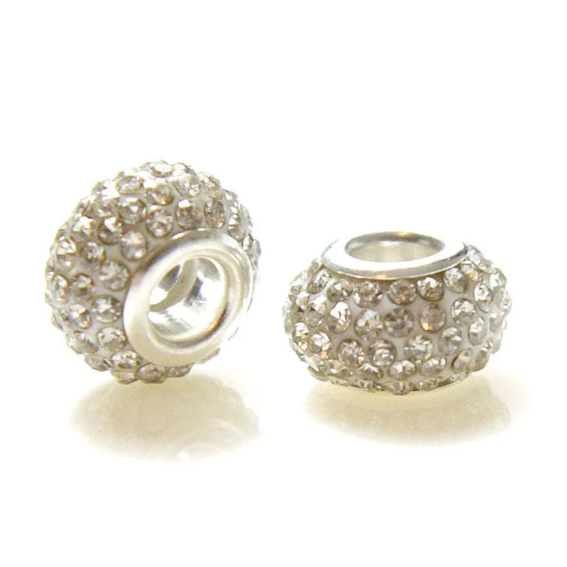 Perles shamballa rondes soucoupes strass cristal ( 5 pièces ) ( 14 mm de diamètre )